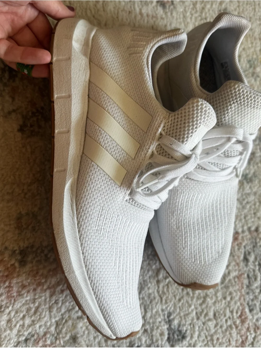 adidas Men’s White Knit Athletic Sneakers